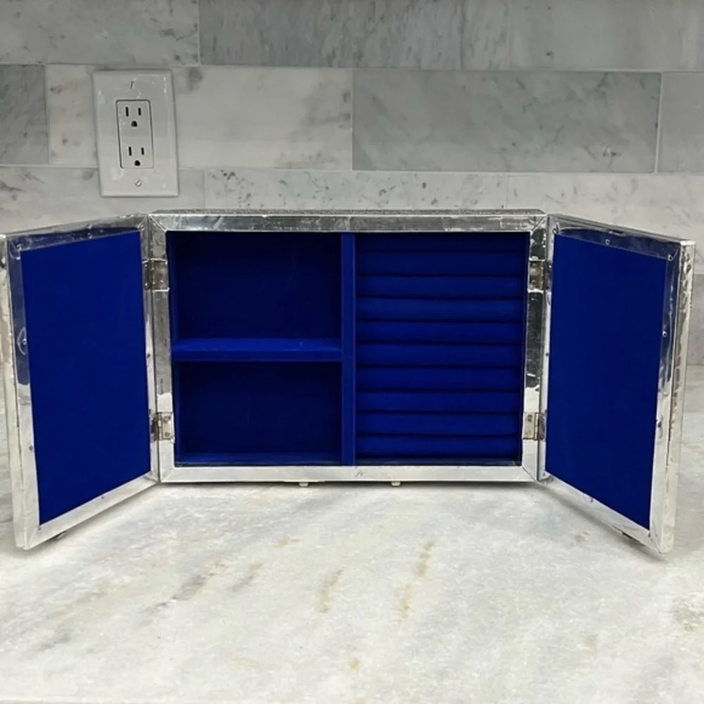 Handcrafted Aluminum Oxidized Butterfly Jewelry Box with Royal Blue Inte…